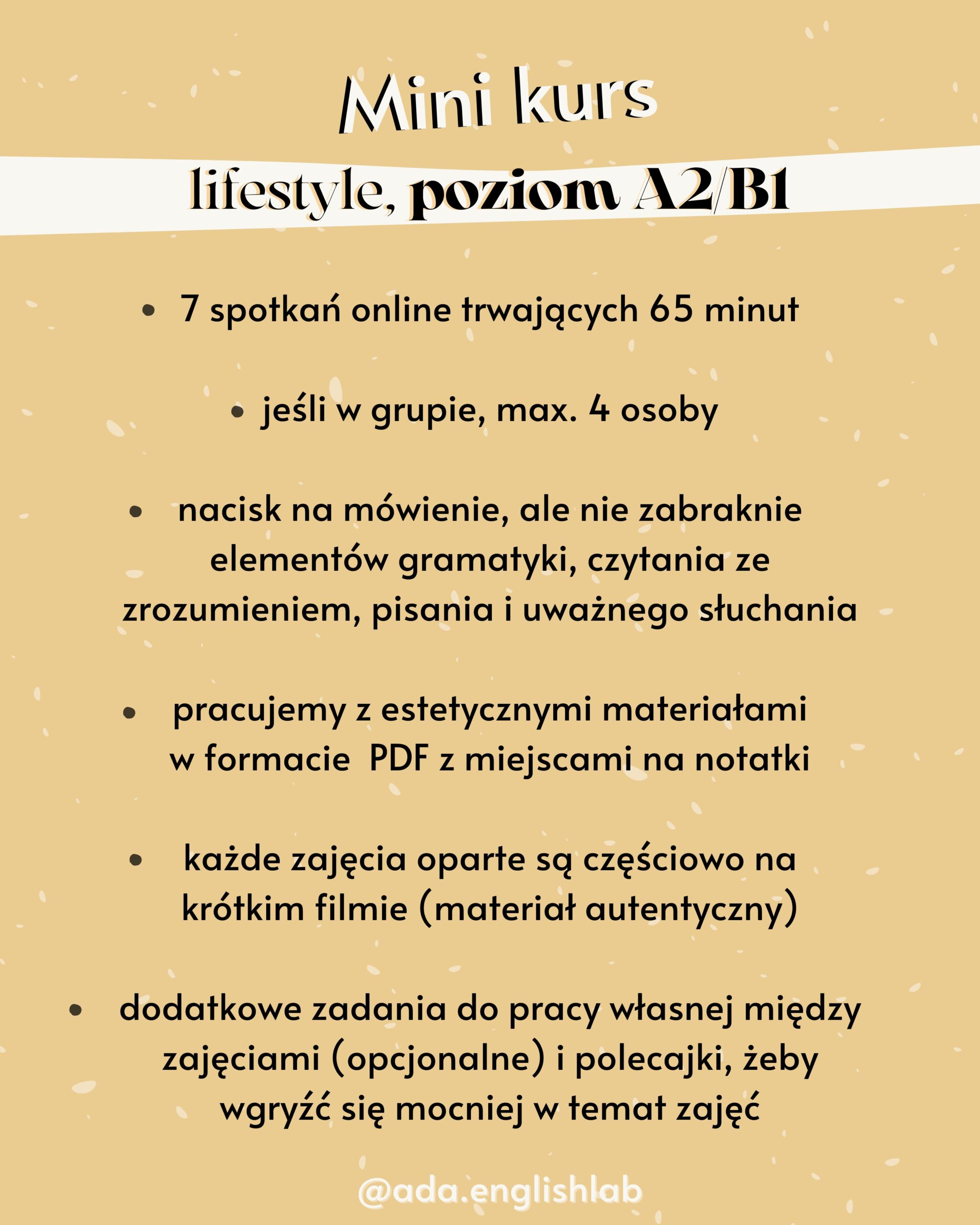 Mini kurs lifestyle A2-B1