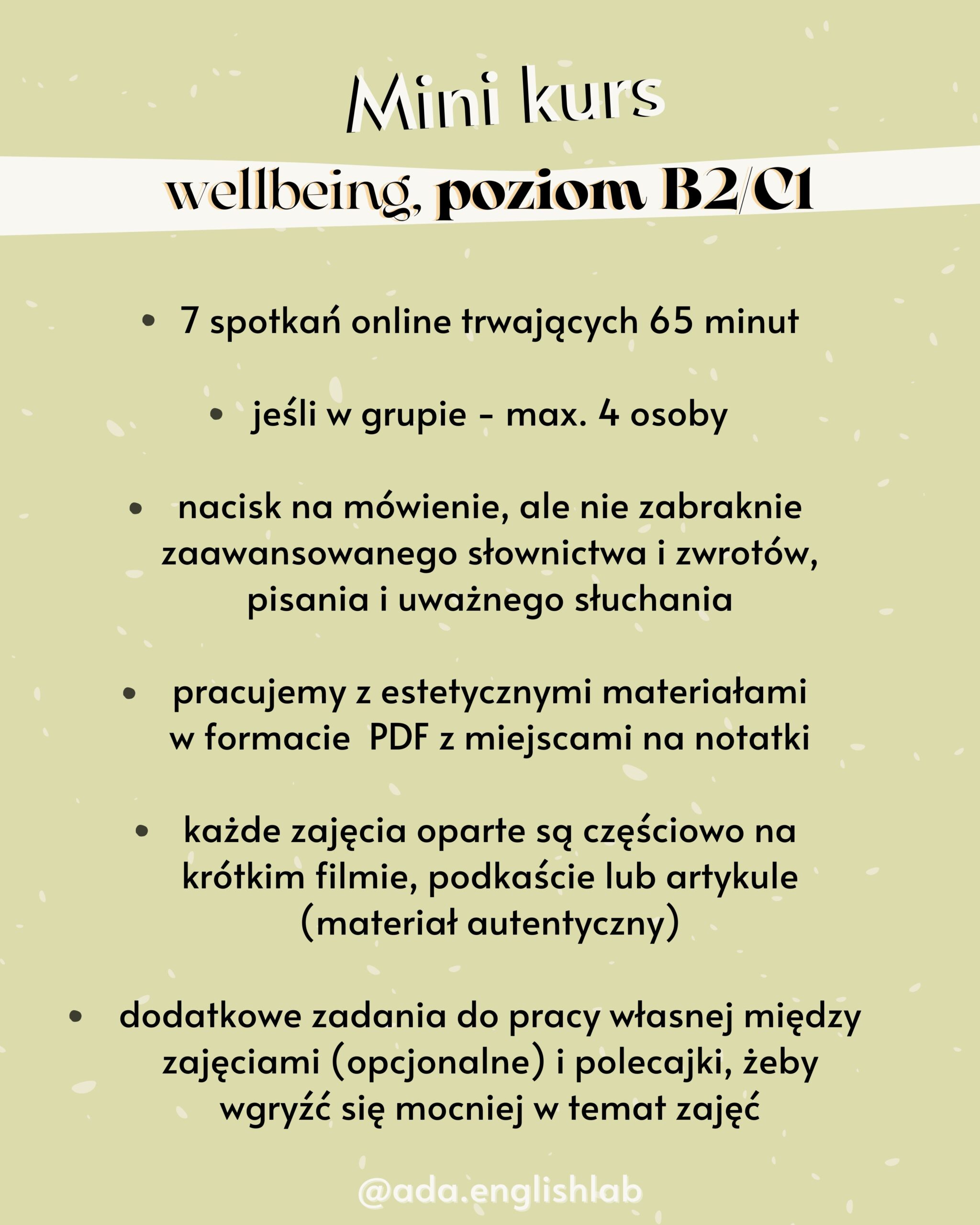 Mini kurs wellbeing B2-C1